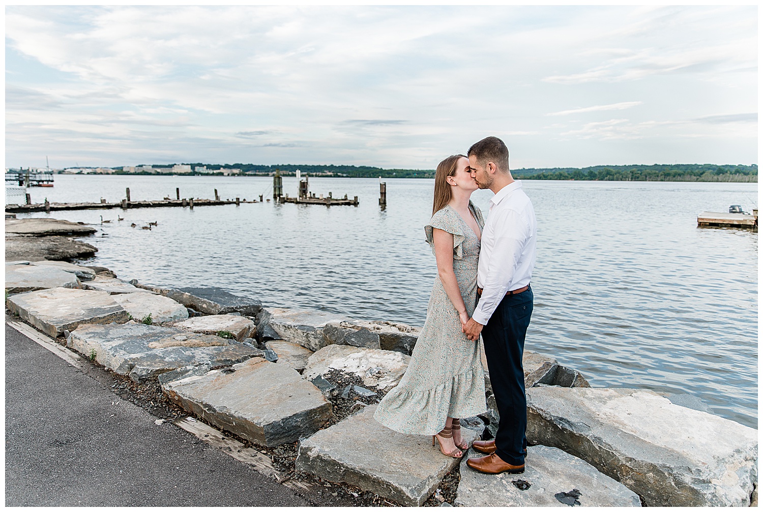 Kisses. By the water. Alexandria. Virginia.